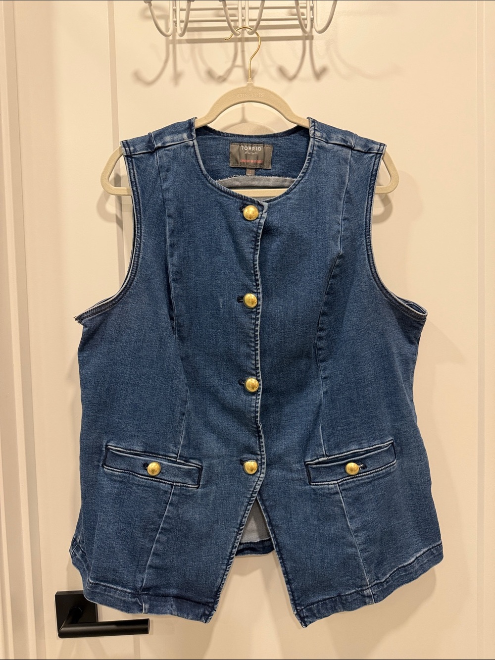 torrid Blue Denim Button-Front Sleeveless Vest